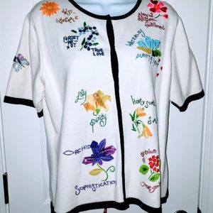 Cristina Rotelli Spring Flower Button Up Top Lrg